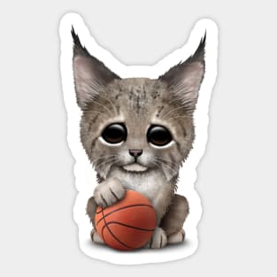 Lynx Cub Playing With Basketball Sticker